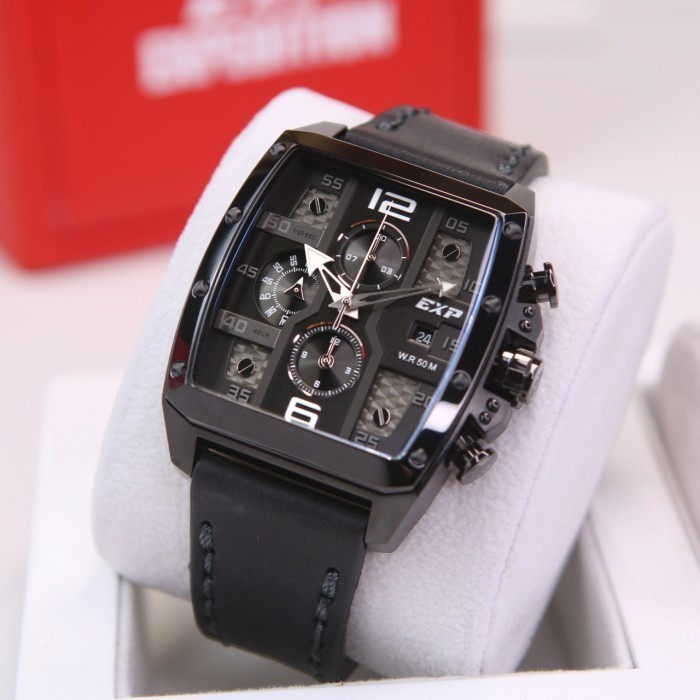 EXPEDITION E6636 / E 6636 FULL BLACK TALI KULIT PRIA. ORIGINAL