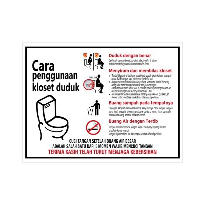 

SIGN STICKER K3 RAMBU CARA PENGGUNAAN TOILET 15X20CM