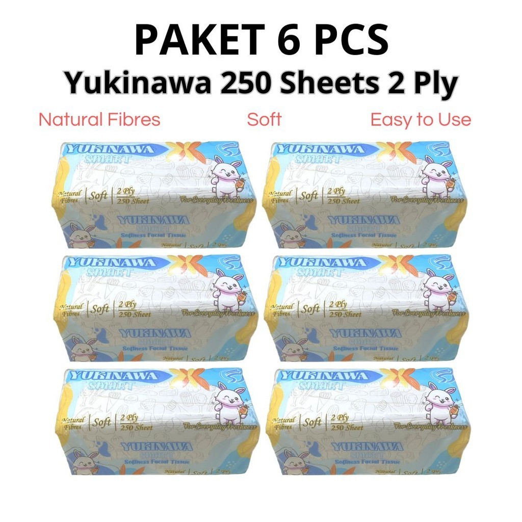 (PAKET 6 PCS) Tissue Yukinawa 250 Sheets 2 Ply Tisu Wajah Grosir