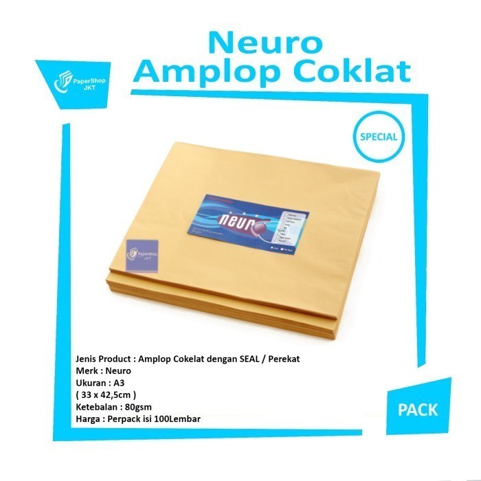 

[PESANAN KHUSUS] Amplop Coklat Ukuran A3 Neuro ( 33 x 42,5 cm ) SEAL