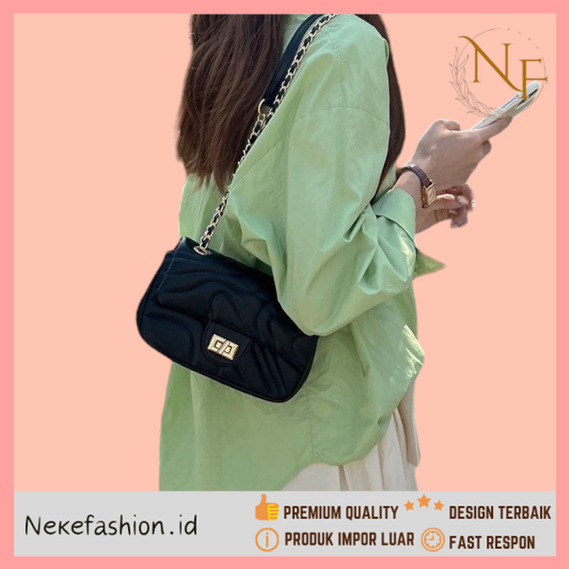 NEKE FASHION Premium Kualitas - Tas Rantai Wanita Tas Selempang Panjang Wanita Tas Selempang Wanita 