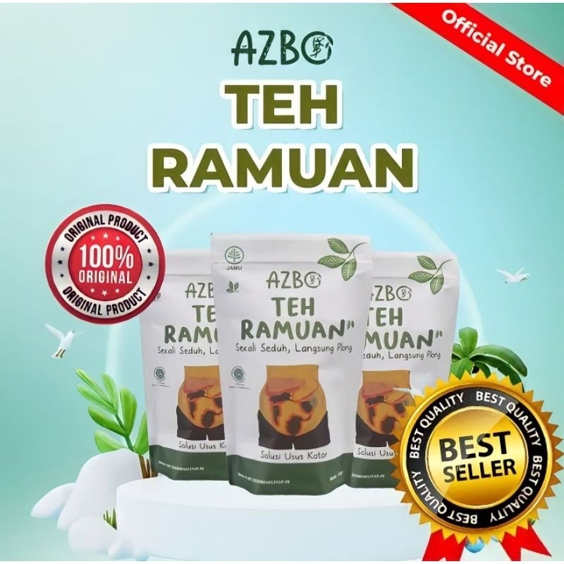 

(PAKET 3 PCS) Teh Detox AZBO Pembersih Usus Kotor Pelangsing Badan Ampuh Melancarkan BAB Asli Original
