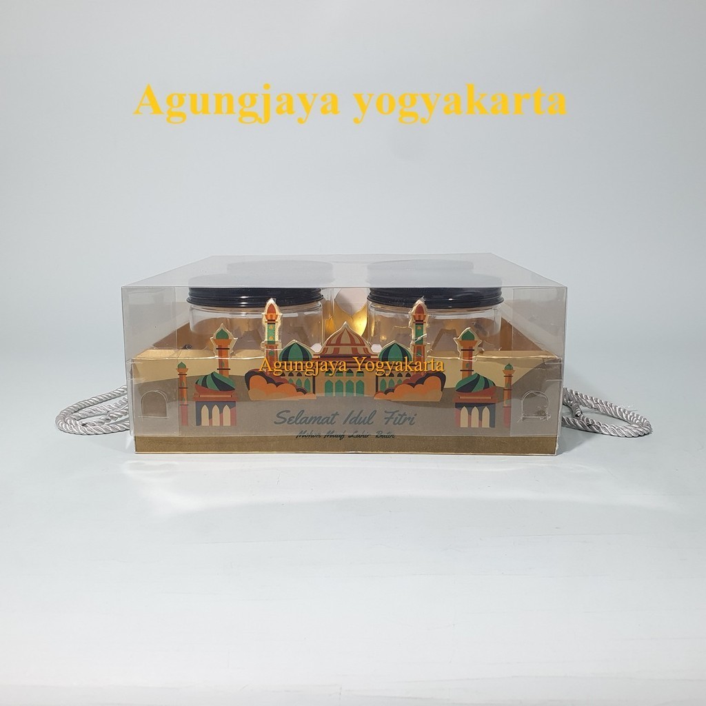 Toples Lebaran 600 ml Tutup Alumunium Hampers Elegan + Mika Isi 4 / Toples/ Hampers Lebaran / Kotak 