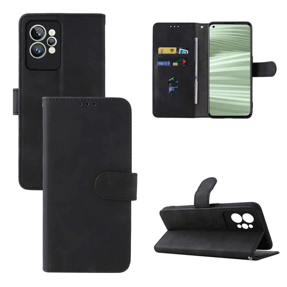 Luxury Skin Feel PU Learther Casing Realme GT2 Pro Magnetic Buckle Flip Cover Realme GT 2 Pro Wallet