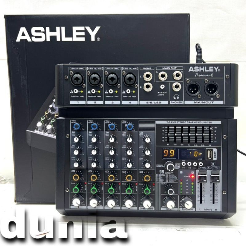 Mixer Ashley Premium 4  Premium 6 Original 4 reverb4 reverb6 Channel Bluetooth - USB With Soundcard