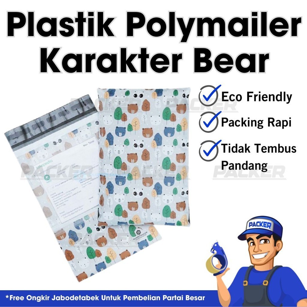 

Amplop Packing Plastik Packing Polymailer Motif Bear Family Satuan