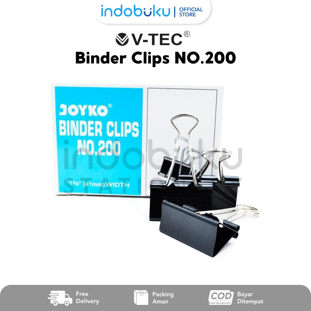 

Binder Clips NO.200 V-TEC Per Pack Isi 12pcs