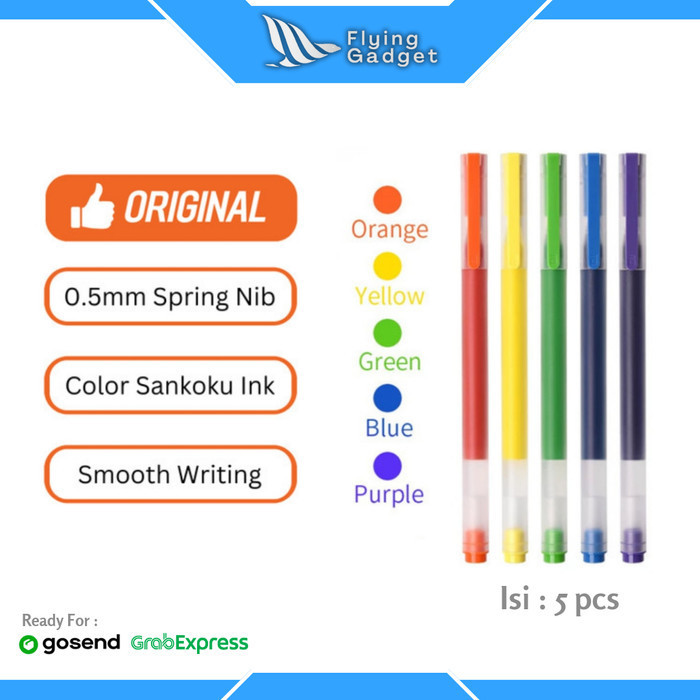 

Mi Super Durable Colorful Writing Gel Pen Pulpen Pena Warna 5 Pcs