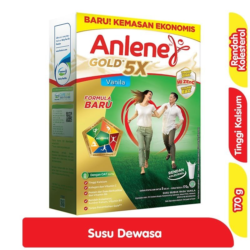 

Anlene Gold 5X Susu Bubuk Dewasa Vanila 170 g - Tulang, Sendi & Otot