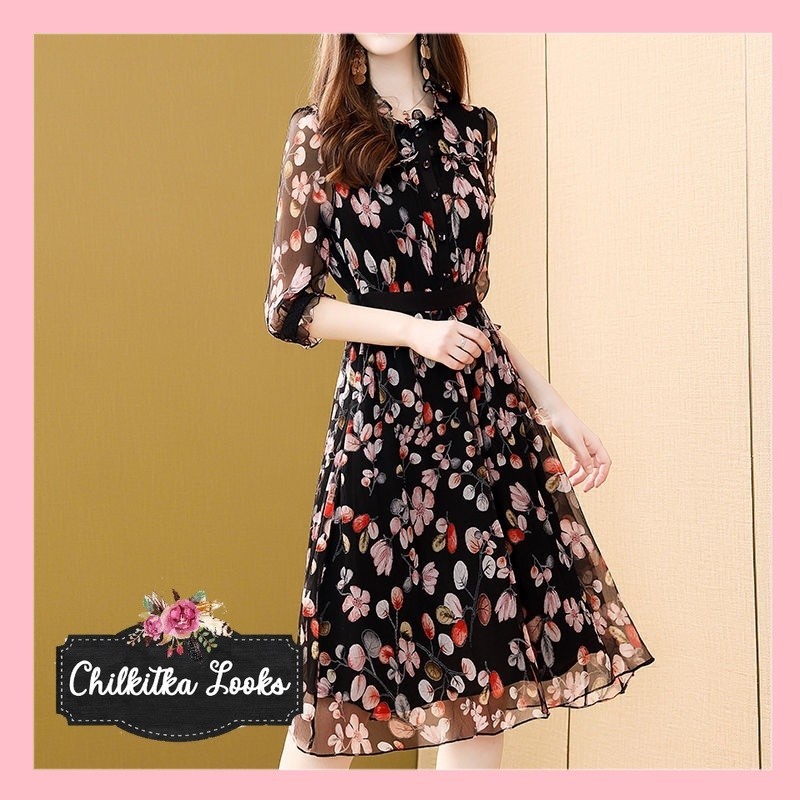CHILKITKA LOOKS KOREAN FASHION WANITA COD DERSS/dress bunga/dress bunga korea/dress korea/midi dress