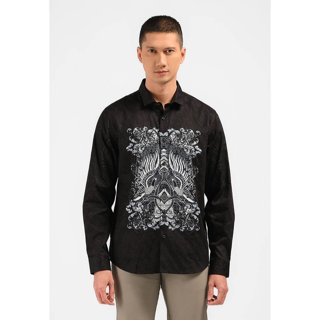 MOC Kemeja Batik Lengan Panjang Pria SHIMHIKA-BLACK