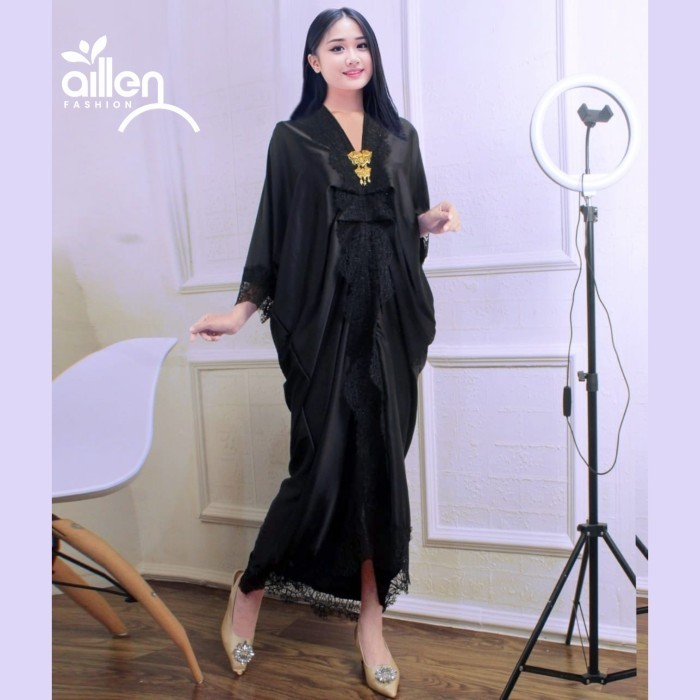 gamis kaftan wanita modern model naura - white, All Size