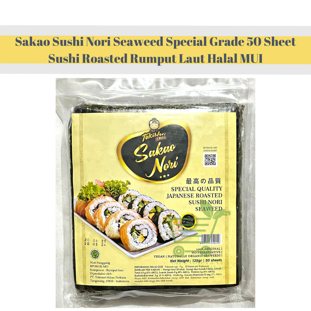 

Sakao Sushi Nori Seaweed Special Grade 50 Sheet - Sushi Roasted Rumput Laut Halal MUI