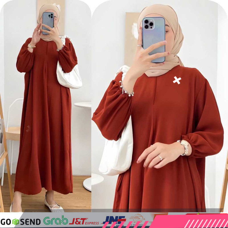 Calisha Dress Dres Crinkle Airflow Premium Terlaris LD 120 PB 130 Baju gamis abaya Midi dres midi dr