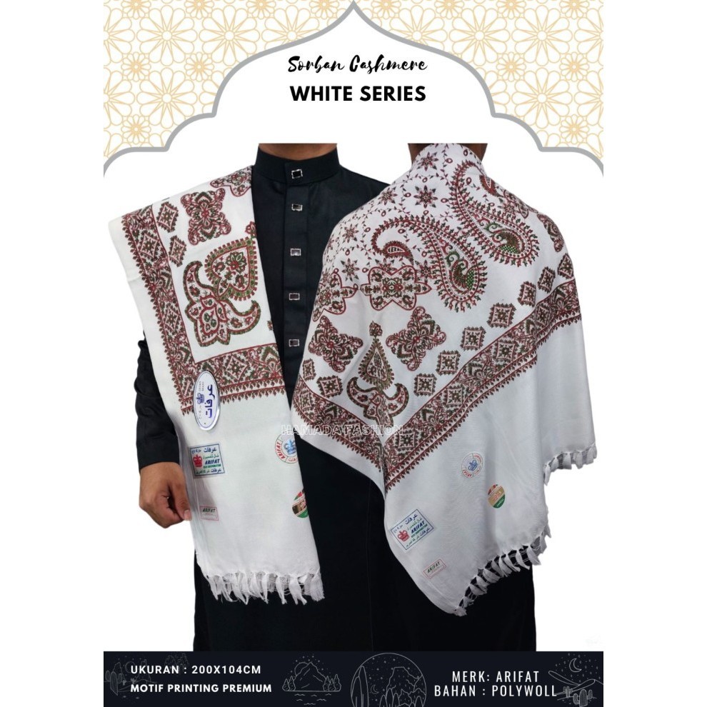 Sorban, Kashmiri Print, Arifat,  India, Sorban . - PUTIH 01