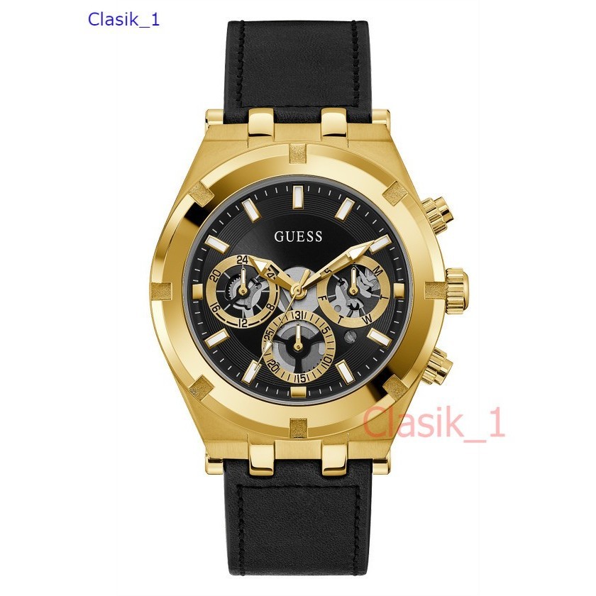 Original 100% GUESS GW0262G2  CONTINENTAL Jam Tangan Pria  Gold Black