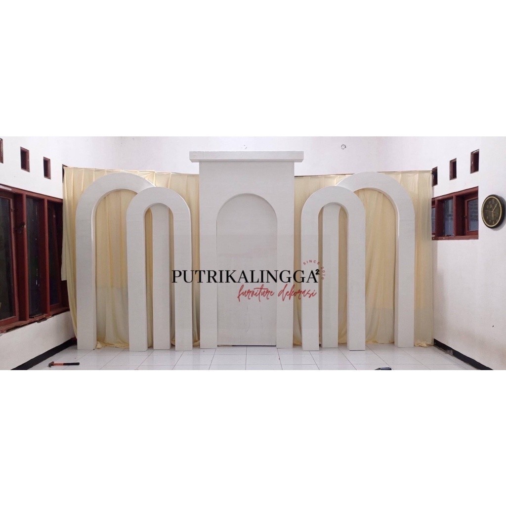 Backdrop pelaminan/dekorasi pelaminan/lengkungan dekorasi