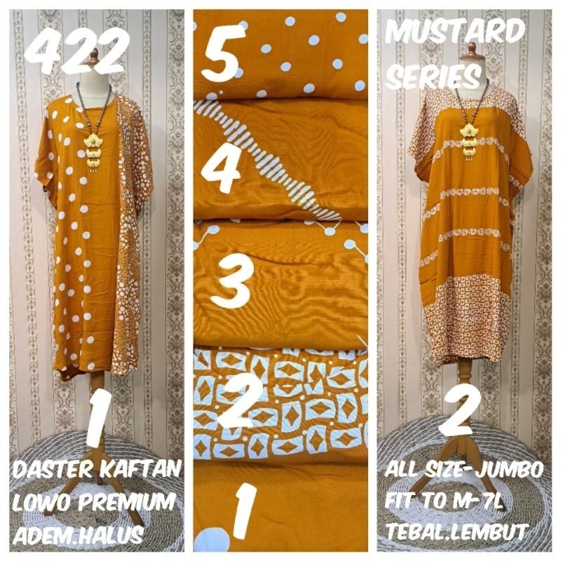 Daster kaftan/daster lowo/daster kalong Lemon/Mustard (adem.tebal)all size-jumbo fit to M-7L