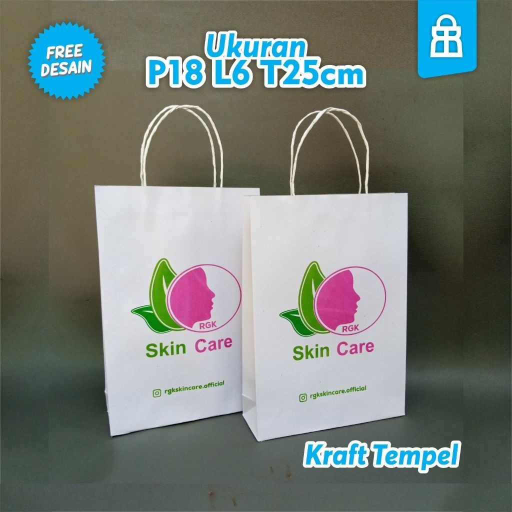 

Custom Paperbag coklat tali kertas tempel 18x6x25 untuk toko HP Free Desain, Paperbag HP, Paperbag Skincare