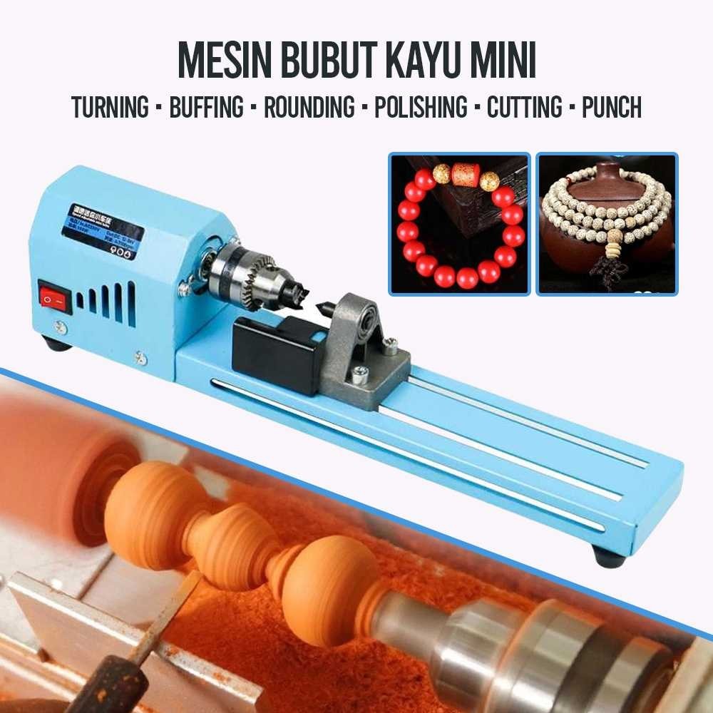 COD Alat Mesin Bubut Kayu Mini Otomatis Listrik Elektrik Portable 150W Modern Full Set Lengkap
