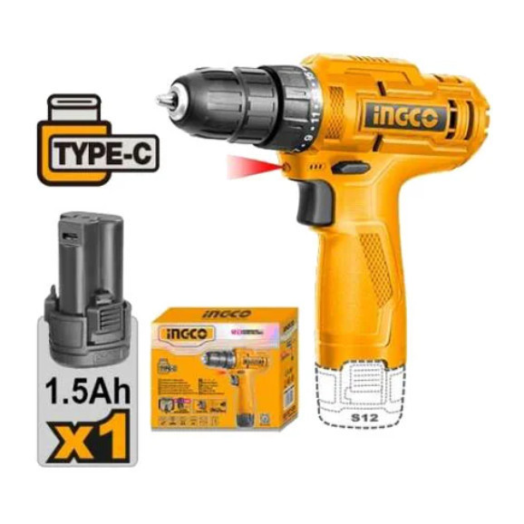 Ingco CDLI12428 Bor Baterai 12V Li Ion Cordless Drill 12 Volt