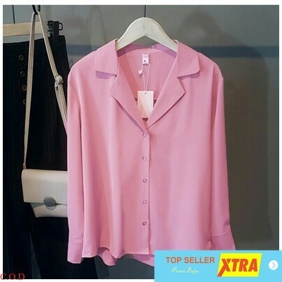 Pusat Baju Emmy pink RO Blouse wanita twiscont pink Supliyer Fashion
