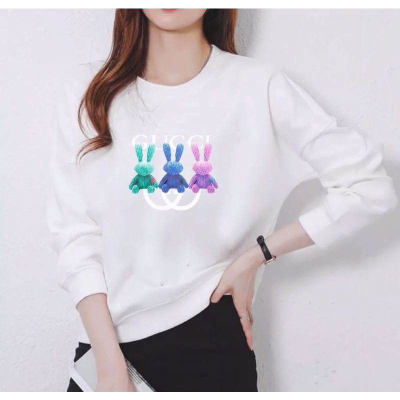 KAOS WANITA LENGAN PANJANG CANTIK KEKINIAN BERMOTIF GUCCI KELINCI