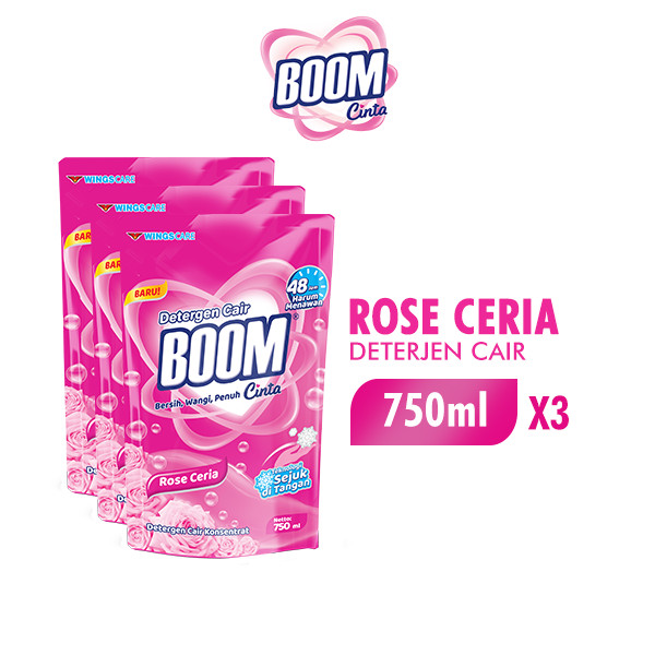 Boom Cinta Deterjen Cair Rose 750 Ml x3