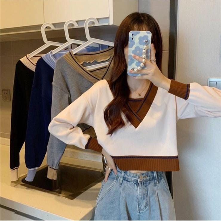 BAJU BLOUSE WANITA KOREAN STYLE PREMIUM OOTD KEKINIAN JULIE TOP KNIT FASHION CASUAL OUTFIT MURAH