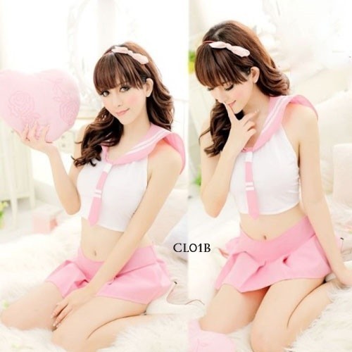 Costume Seragam Sekolah Lingerie Costume Student Pink Cl01B