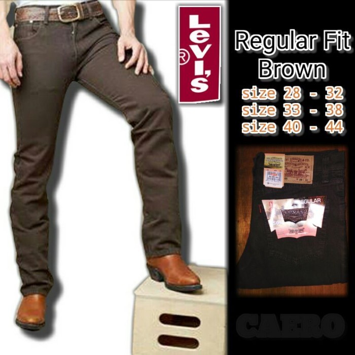 celana panjang pria jeans standar coklat - 28