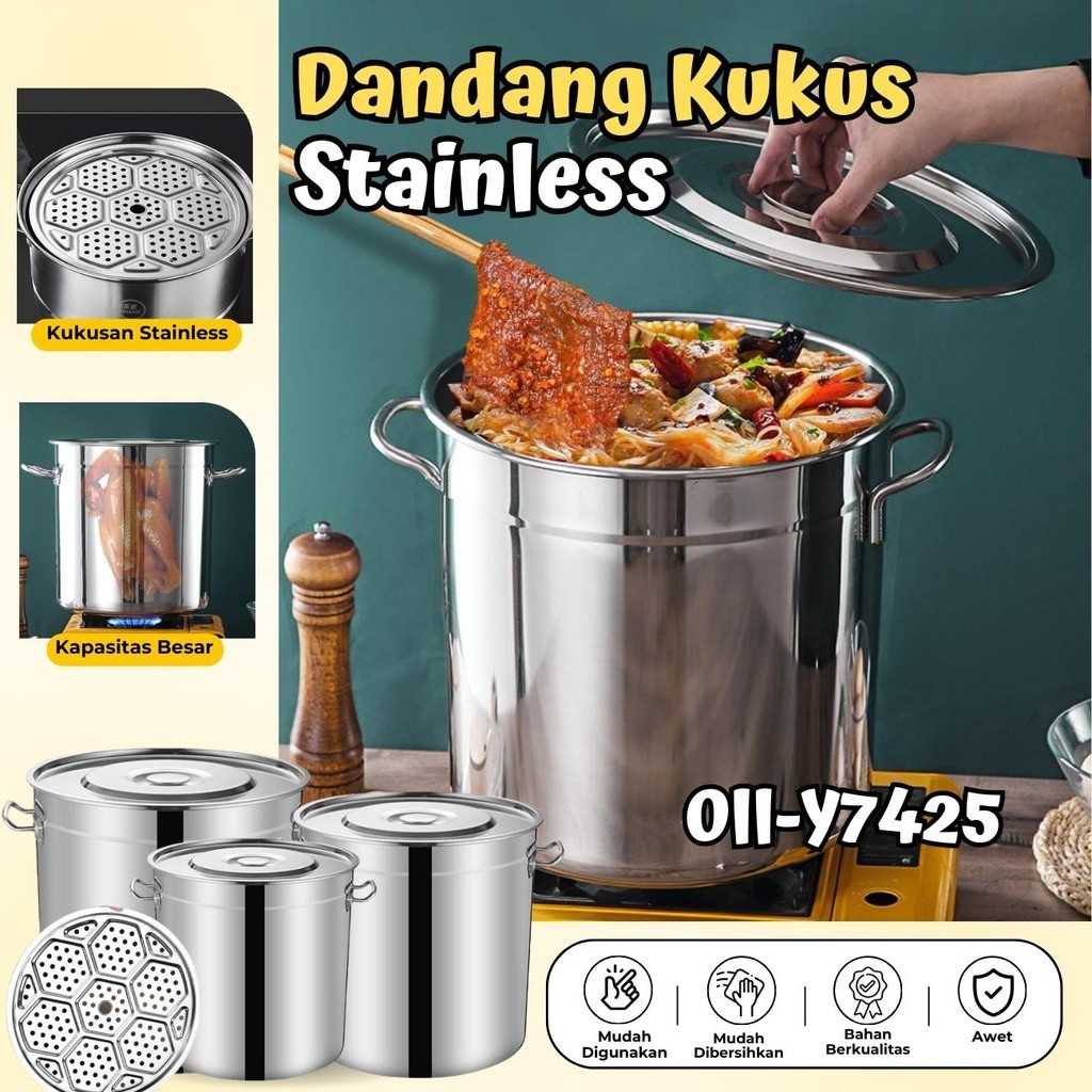 Dandang Panci Jumbo Tebal Tinggi Besar Stockpot Stainless Steel Dandang Jumbo 50/60cm oll-Y7425 / Y7