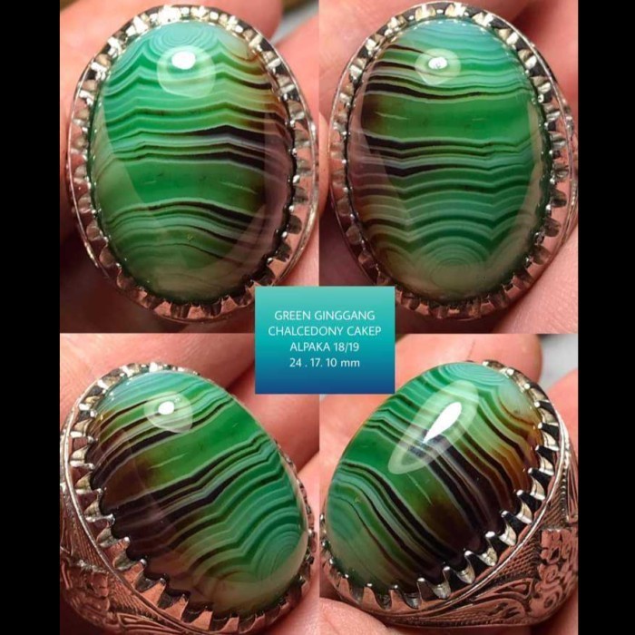 Cincin Batu Akik Natural Gambar Yaman Chalsedony Motif Unik Antik 8