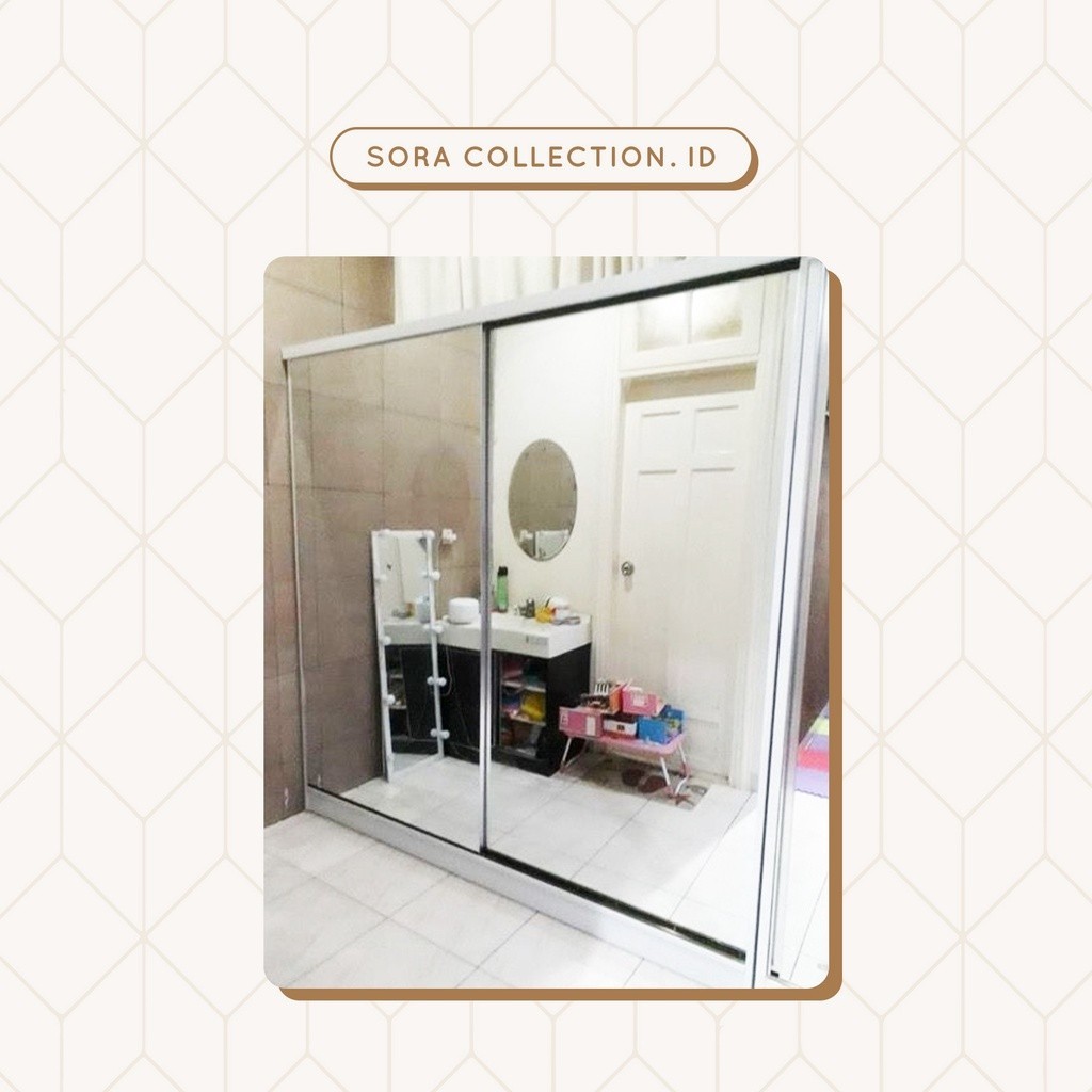 

PROMO SPESIAL Lemari Pakaian 2 Pintu Jumbo Sliding Full Kaca