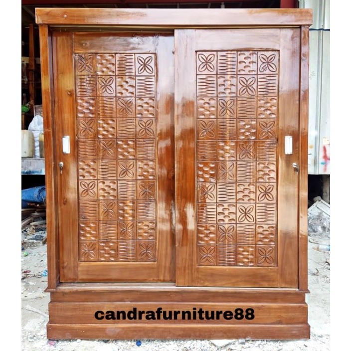 

PROMO SPESIAL lemari pakaian jati 2 pintu sliding jumbo/candrafurniture