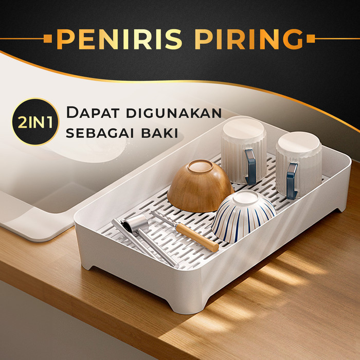 Rak Tatakan Pengering Piring Basah Wastafel Alas Cuci Piring - SMALL PUTIH