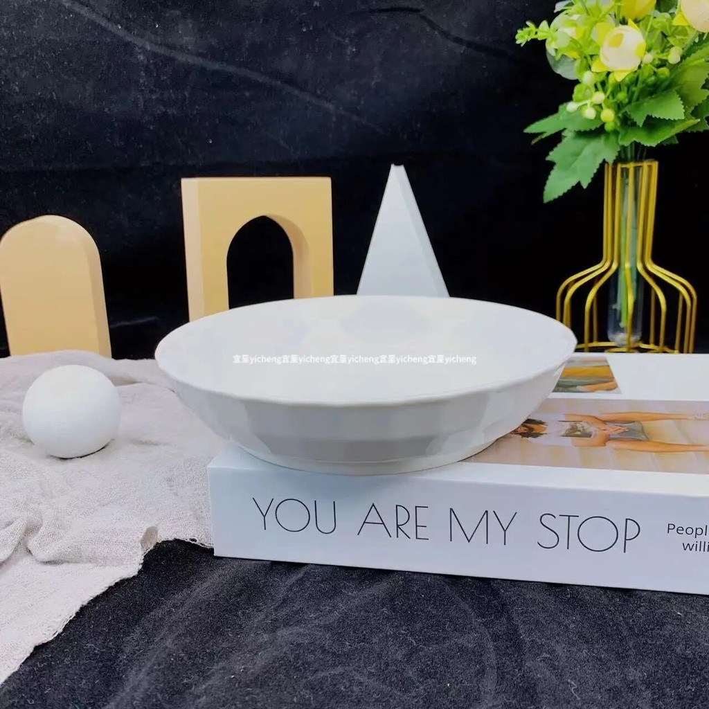 Nordic Style White Ceramic Dining Plate Western Salad Plate Soup Plate Noodle Bowl Deep Plate Breakf