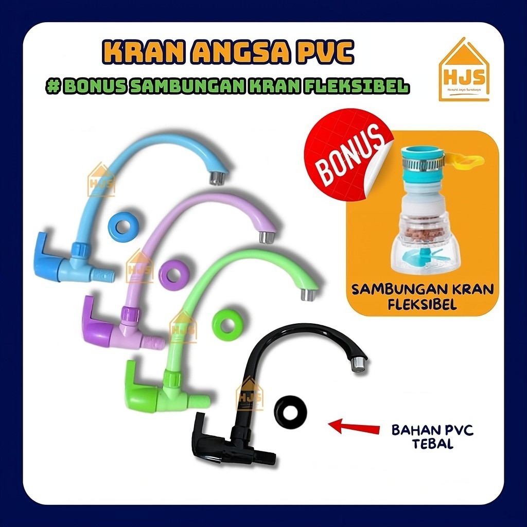 [HJS] Kran Angsa PVC BONUS sambungan kran shower fleksibel / Kran angsa cuci piring plastik warna wa