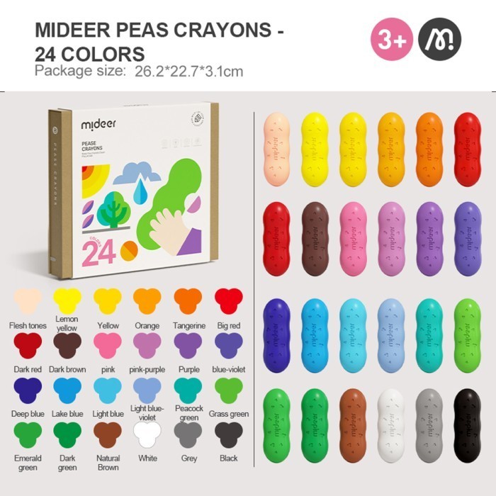 

Mideer Washable Beewax Pease Crayon Krayon Warna Mewarnai Anak Anak - 8colors