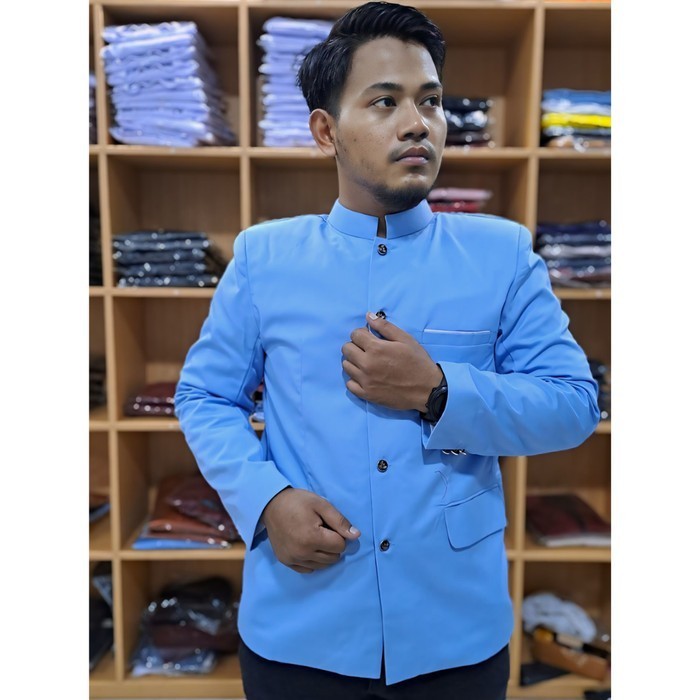 Jas Koko Mandarin Jasko Warna Biru Langit/Biru Muda Jasko Shanghai Jas Koko