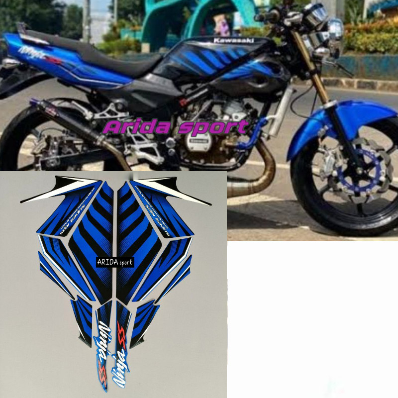 Striping stiker motor kawasaki ninja ss 2014 2015 biru lis les ninja motor standar motif original