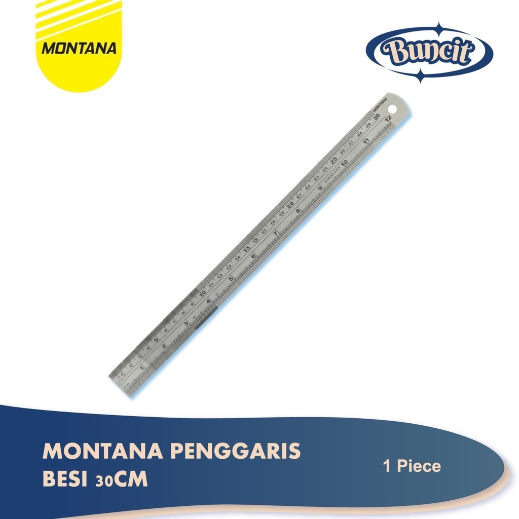 

1 Pcs Penggaris Besi Stainless Montana 30 Cm / Mistar Besi /Penggaris Anti Karat / Buncit