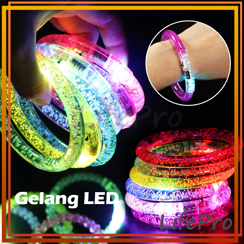 Gelang LED / Acrylic Wristband / LED Gelang Bercahaya Mainan Anak Kelap Kelip / Gelang Neon Glow In 