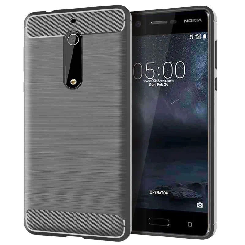 For Nokia 5   nokia5 case casing Soft Silicone Carbon Fiber Back cover