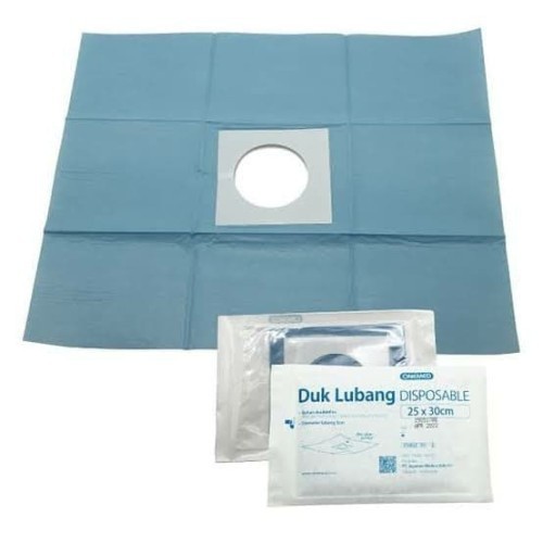Duk Sterile Onemed 25X30 50X50  D5 90X90 D7 100X100 D8 Lubang 5cm 7cm 8cm p3k Bolong Steril Disposab