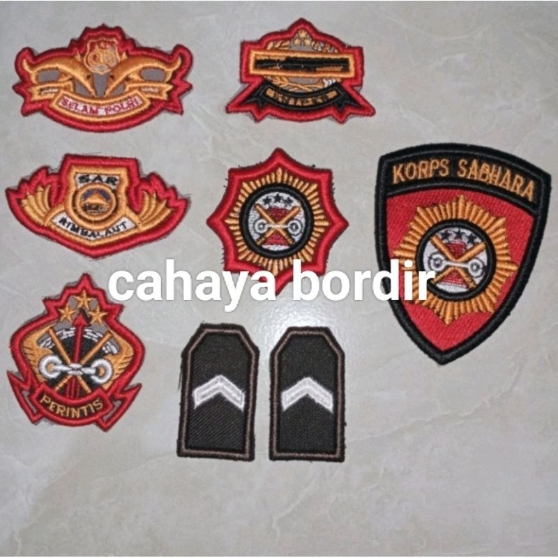 Bordir Bet Korps Sabhara timbul /Polri