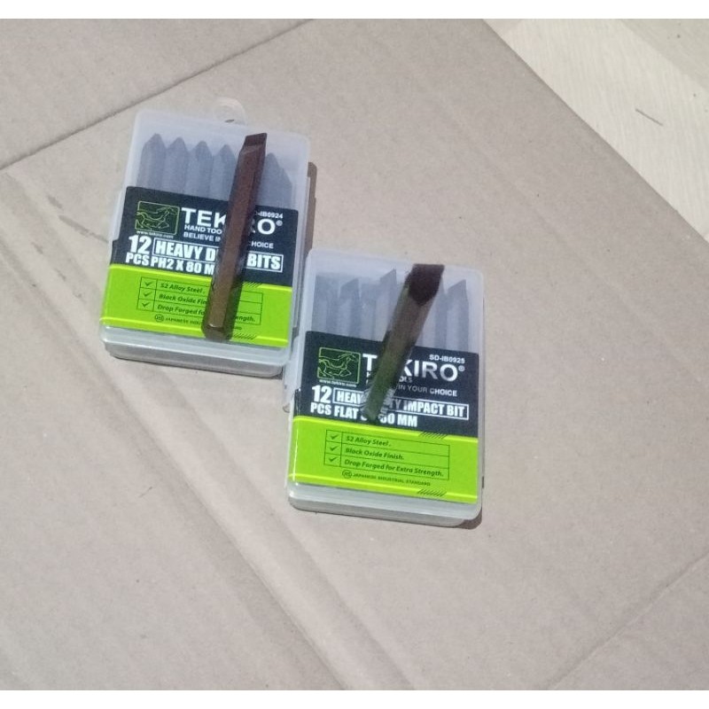 Paket 2 pic dan 1 pic Mata Obeng ketok Tekiro PH2 plus lancip 80 mm, Min 8 x 80 mm, Heavy duty bits