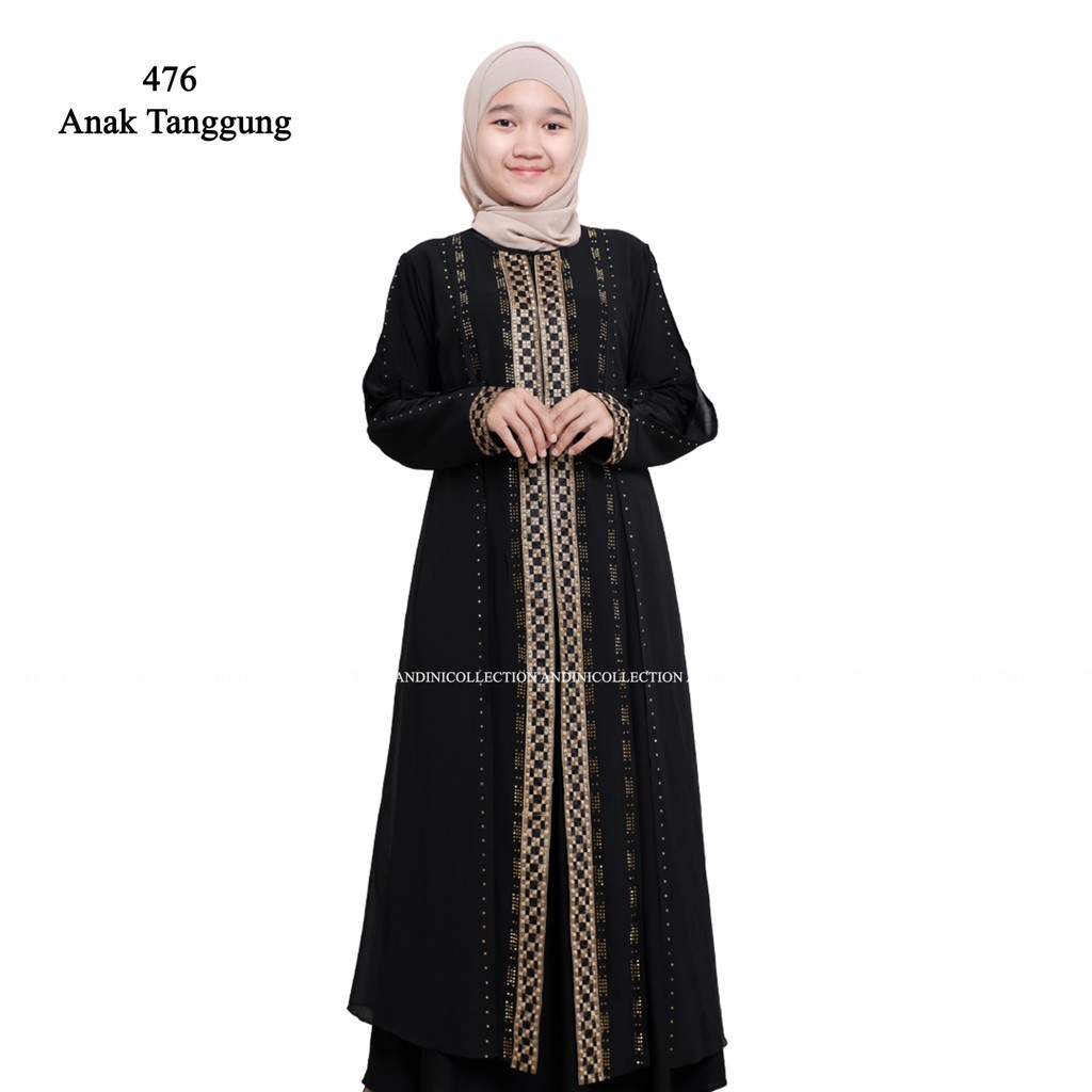 ANDINICOLLECTION Abaya Hitam Anak Tanggung 476 - Gamis Anak Hitam / Baju Abaya / Abaya Anak / Gamis 