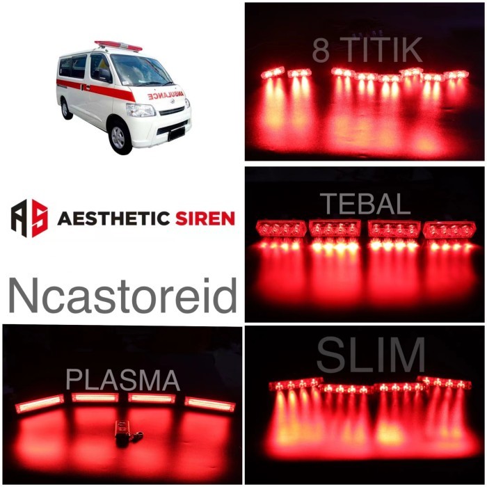 STROBO GRILL AMBULANCE MERAH LENGKAP BERKUALITAS TERANG DAN BERGARANSI - 8 TITIK