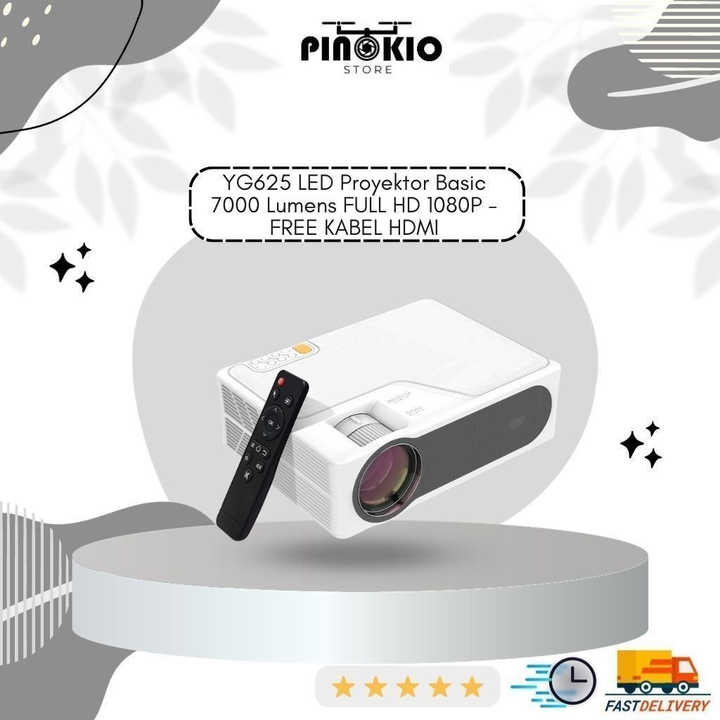 PNK23 YG625 LED Proyektor Basic 7000 Lumens FULL HD 1080P - FREE KABEL HDMI